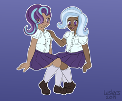 Size: 2400x2000 | Tagged: safe, artist:leslers, imported from derpibooru, starlight glimmer, trixie, human, dark skin, female, humanized, lesbian, shipping, startrix