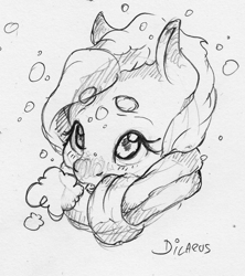 Size: 958x1080 | Tagged: safe, artist:dilarus, deleted from derpibooru, imported from derpibooru, fluttershy, pegasus, pony, clothes, cropped, female, mare, monochrome, scarf, simple background, snow, snowfall, traditional art, white background