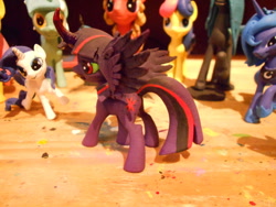 Size: 1280x960 | Tagged: safe, artist:bleydmaster, imported from derpibooru, bon bon, fluttershy, lyra heartstrings, princess luna, queen chrysalis, rarity, twilight sparkle, twilight sparkle (alicorn), oc, oc:sean key, alicorn, changeling, changeling queen, earth pony, pegasus, pony, unicorn, ask corrupted twilight sparkle, 3d print, color change, corrupted, corrupted twilight sparkle, crown, curved horn, dark, dark magic, dark queen, darkened coat, darkened hair, earth pony oc, ethereal mane, eyeshadow, female, figure base, hoof shoes, horn, jewelry, joank, joankay, lidded eyes, magic, makeup, male, mousepad, painted, possessed, present, queen twilight, regalia, s1 luna, sombra eyes, sombra horn, sombra's horn, tiara, tumblr, two toned wings, tyrant sparkle