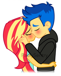 Size: 313x388 | Tagged: safe, artist:paulysentry, deleted from derpibooru, imported from derpibooru, flash sentry, sunset shimmer, equestria girls, cropped, female, flashimmer, kissing, male, shipping, straight