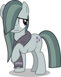 Size: 3500x4366 | Tagged: safe, artist:aeonkrow, imported from derpibooru, marble pie, earth pony, pony, best gift ever, clothes, cute, female, hair over one eye, looking away, marblebetes, mare, sad, scarf, solo, standing, vector