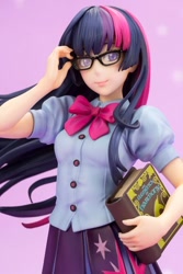 Size: 500x750 | Tagged: safe, deleted from derpibooru, imported from derpibooru, kotobukiya, twilight sparkle, human, equestria girls, book, clothes, doll, figure, glasses, human coloration, moe, photo, pleated skirt, shoes, skirt, toy, twilight's professional glasses