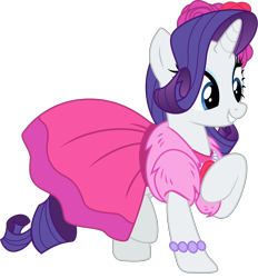 Size: 3000x3231 | Tagged: safe, artist:eagle1division, imported from derpibooru, rarity, pony, unicorn, no second prances, bracelet, clothes, cute, dress, female, flower, jewelry, mare, necklace, outfit catalog, raised hoof, raised leg, raribetes, rose, simple background, smiling, solo, transparent background, vector