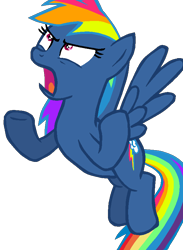 Size: 610x834 | Tagged: safe, alternate version, artist:nightshadowmlp, imported from derpibooru, rainbow dash, pegasus, pony, ail-icorn, secrets and pies, spoiler:interseason shorts, adorapiehater, angry, clip art, cropped, dashie mcboing boing, evil pie hater dash, female, flying, lyrebird dash, madorable, mare, ms paint, show accurate, simple background, solo, spread wings, transparent background, wings