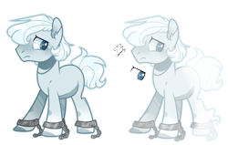 Size: 3389x2153 | Tagged: safe, artist:jxst-alexa, imported from derpibooru, oc, oc only, unnamed oc, earth pony, ghost, pony, chains, ear fluff, frown, male, shackles, simple background, solo, stallion, transparent background, white outline