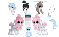 Size: 1660x1044 | Tagged: safe, artist:little-sketches, artist:php146, imported from derpibooru, oc, oc only, bat pony, pony, alternate hair color, blanket, female, filly, pacifier, reference sheet, solo, teddy bear