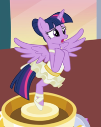 Size: 671x847 | Tagged: safe, imported from derpibooru, screencap, twilight sparkle, alicorn, pony, a royal problem, ballerina, cropped, female, hooves to the chest, open mouth, solo, tutu, twilarina, twilight sparkle (alicorn)
