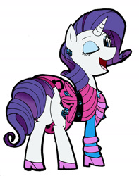 Size: 1280x1622 | Tagged: safe, artist:gintoki23, imported from derpibooru, rarity, pony, unicorn, equestria girls, life is a runway, butt, clothes, cute, equestria girls ponified, female, mare, one eye closed, open mouth, plot, ponified, raribetes, rearity, simple background, solo, white background, wink