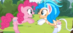Size: 1756x804 | Tagged: safe, artist:madzbases, artist:rainbow15s, imported from derpibooru, pinkie pie, pony, capcom, crossover, darkstalkers, felicia, happy, ponified, smiling