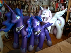 Size: 4032x3024 | Tagged: safe, artist:arniemkii, imported from derpibooru, fleur-de-lis, princess luna, alicorn, horse, inflatable pony, pony, unicorn, alicornified, bootleg, female, hongyi, inflatable, inflatable toy, mare, my little pony, race swap