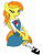 Size: 1173x1487 | Tagged: safe, artist:greeneyedmistress, imported from derpibooru, spitfire, pony, clothes, crossed legs, female, lidded eyes, mare, school uniform, schoolgirl, shoes, sitting, smiling, socks, solo
