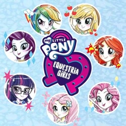 Size: 720x720 | Tagged: safe, imported from derpibooru, applejack, fluttershy, pinkie pie, rainbow dash, rarity, sci-twi, sunset shimmer, twilight sparkle, equestria girls, equestria girls series, equestria girls logo, female, humane five, humane seven, humane six, merchandise