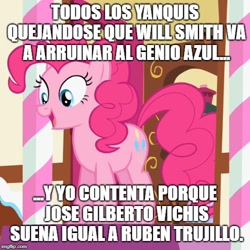 Size: 500x500 | Tagged: safe, deleted from derpibooru, edit, edited screencap, imported from derpibooru, screencap, pinkie pie, genie, pony, aladdin (2019), spanish, voice actor, will smith