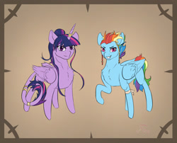 Size: 1024x829 | Tagged: safe, artist:falling-stars-1, imported from derpibooru, rainbow dash, twilight sparkle, alicorn, pony, alternate design, pirate rainbow dash, pirate twilight, twilight sparkle (alicorn)