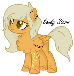 Size: 400x408 | Tagged: safe, artist:firefox238, artist:starburst987, imported from derpibooru, oc, oc only, oc:sandy storms, pegasus, pony, base used, blushing, chest fluff, ear piercing, earring, female, jewelry, mare, piercing, simple background, solo, tattoo, transparent background, watermark, wing piercing