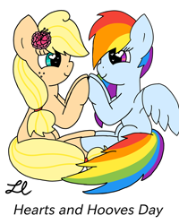 Size: 768x960 | Tagged: safe, artist:zapple-love, imported from derpibooru, applejack, rainbow dash, pony, appledash, female, heart eyes, lesbian, shipping, wingding eyes