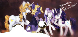 Size: 1024x487 | Tagged: safe, artist:bonniethefox, deleted from derpibooru, imported from derpibooru, prince blueblood, rarity, family, offspring, parent:prince blueblood, parent:rarity, parents:rariblood, rariblood, shipping, straight