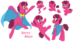 Size: 1024x594 | Tagged: safe, artist:crazynutbob, imported from derpibooru, oc, oc:berry blast, pony, unicorn, baby, bowtie, cape, clothes, colt, diaper, excited, foal, growing up, jumping, male, offspring, parent:cheese sandwich, parent:pinkie pie, parents:cheesepie, stallion, teenager