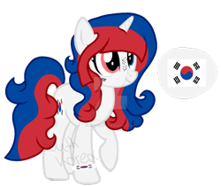 Size: 1024x860 | Tagged: safe, artist:seaswirlsyt, imported from derpibooru, pony, unicorn, deviantart watermark, female, heterochromia, mare, nation ponies, obtrusive watermark, ponified, simple background, solo, south korea, transparent background, watermark