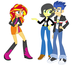 Size: 1000x880 | Tagged: safe, artist:paulysentry, deleted from derpibooru, imported from derpibooru, flash sentry, sunset shimmer, oc, oc:pauly sentry, equestria girls, female, flashimmer, male, shipping, straight