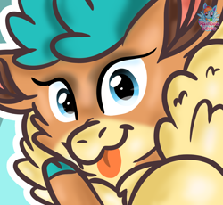 Size: 1378x1269 | Tagged: safe, artist:rainbow eevee, imported from derpibooru, velvet reindeer, deer, reindeer, them's fightin' herds, cloven hooves, colored hooves, community related, cute, female, looking at you, selfie, simple background, solo, tongue out, velvet (tfh)