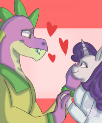 Size: 1000x1200 | Tagged: safe, artist:vdwright, imported from derpibooru, rarity, spike, anthro, female, holiday, male, older, older spike, shipping, sparity, straight, valentine's day