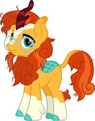 Size: 1170x1500 | Tagged: safe, artist:cloudy glow, artist:cloudyglow, imported from derpibooru, sunburst, kirin, glasses, kirin sunburst, kirin-ified, male, simple background, smiling, solo, species swap, transparent background