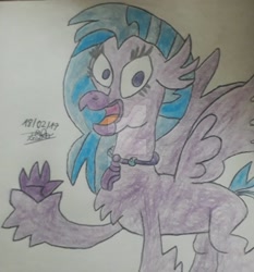 Size: 1024x1097 | Tagged: safe, artist:sirgarchomp45, imported from derpibooru, silverstream, hippogriff, female, solo, traditional art