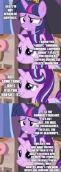 Size: 500x1402 | Tagged: safe, deleted from derpibooru, edit, edited screencap, imported from derpibooru, screencap, starlight glimmer, twilight sparkle, alicorn, ladybug, unicorn, it ain't easy being breezies, starlight the hypnotist, spoiler:interseason shorts, comic, heartwarming, screencap comic, summer, sunshine sunshine, twilight sparkle (alicorn), wisdom