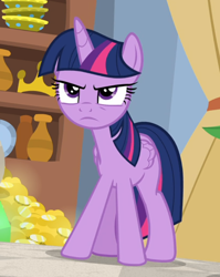 Size: 708x891 | Tagged: safe, imported from derpibooru, screencap, twilight sparkle, alicorn, pony, friendship university, confident, cropped, female, narrowed eyes, twilight is not amused, twilight sparkle (alicorn), twilight sparkle is not amused, unamused