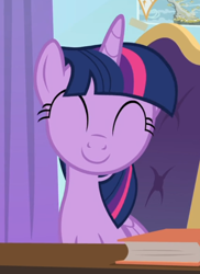 Size: 558x767 | Tagged: safe, imported from derpibooru, screencap, twilight sparkle, alicorn, pony, friendship university, cropped, cute, desk, eyes closed, female, sitting, twiabetes, twilight sparkle (alicorn), twilight's office