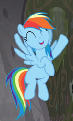 Size: 336x554 | Tagged: safe, imported from derpibooru, screencap, rainbow dash, pegasus, pony, the end in friend, cropped, cute, excited, eyes closed, female, flying, open mouth, smiling, solo