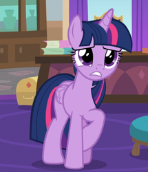 Size: 712x828 | Tagged: safe, imported from derpibooru, screencap, twilight sparkle, alicorn, pony, the end in friend, cropped, female, nervous, raised hoof, solo, twilight sparkle (alicorn)