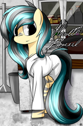 Size: 1704x2578 | Tagged: safe, artist:ruiont, imported from derpibooru, oc, oc only, hybrid, pony, zony, fallout equestria, clothes, female, hooves, lab coat, mare, solo