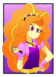 Size: 2487x3436 | Tagged: safe, artist:xan-gelx, imported from derpibooru, adagio dazzle, equestria girls, rainbow rocks, clothes, female, fingerless gloves, gloves, high res, microphone, smiling, solo