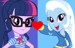 Size: 864x554 | Tagged: safe, edit, imported from derpibooru, sci-twi, trixie, twilight sparkle, equestria girls, equestria girls series, female, geode of telekinesis, lesbian, magical geodes, sci-twixie, shipping, shipping domino, twixie