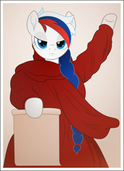 Size: 2796x3871 | Tagged: safe, artist:kopcap94, imported from derpibooru, oc, oc only, oc:marussia, pony, semi-anthro, .svg available, braid, clothes, exploitable, high res, lidded eyes, looking at you, nation ponies, ponified, russia, scroll, solo, vector