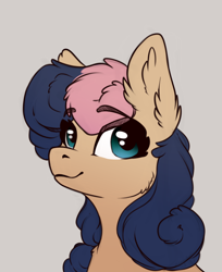 Size: 700x858 | Tagged: safe, artist:28gooddays, imported from derpibooru, bon bon, sweetie drops, earth pony, pony, bust, female, gray background, mare, portrait, simple background, smiling, solo