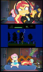 Size: 575x968 | Tagged: safe, edit, imported from derpibooru, screencap, fluttershy, sunset shimmer, equestria girls, equestria girls series, game stream, spoiler:eqg series (season 2), controller, converse, death, dr jekyll and mr hyde, face down ass up, frustrated, gamer, gamer sunset, gamershy, meme, nintendo entertainment system, psycho gamer sunset, rage, rage face, shimmercode, shoes, sunset gamer, sunset shimmer frustrated at game, tell me what you need