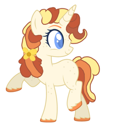 Size: 1024x1080 | Tagged: safe, artist:justmidorita, imported from derpibooru, oc, oc only, oc:buttercup cupcake, pony, unicorn, female, mare, offspring, parent:carrot cake, parent:cup cake, parents:carrot cup, simple background, solo, white background