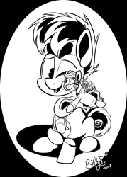 Size: 1288x1801 | Tagged: safe, artist:binkyt11, imported from derpibooru, flutter pony, pony, black and white, chibi, clothes, crossover, grayscale, hoodie, hug, limbless, male, medibang paint, monochrome, murfy, phone drawing, ponified, rayman, squishy cheeks, stallion, ubisoft