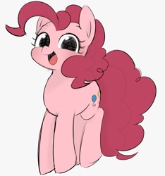 Size: 1023x1094 | Tagged: safe, artist:manachaaaaaaaa, imported from derpibooru, pinkie pie, earth pony, pony, cute, diapinkes, female, looking at you, mare, open mouth, simple background, solo, white background