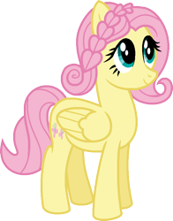 Size: 702x896 | Tagged: safe, artist:amrasfelagund, deleted from derpibooru, imported from derpibooru, fluttershy, pony, alternate hairstyle, backstory in description, description is relevant, friendship is magic: the next generation, headcanon in the description, shipping in the description, simple background, solo, transparent background