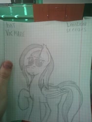 Size: 360x480 | Tagged: safe, artist:terminalhash, imported from derpibooru, oc, oc only, oc:vicmare, bat pony, pony, bat pony oc, graph paper, sketch, solo, traditional art