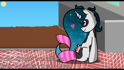 Size: 1920x1080 | Tagged: safe, artist:phenioxflame, artist:steamyart, imported from derpibooru, oc, oc only, oc:phenioxflame, cow, cow pony, pony, unicorn, base used, clothes, love, socks, solo, striped socks, udder