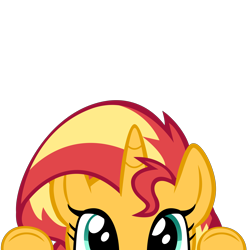 Size: 10000x10000 | Tagged: safe, artist:mrkat7214, imported from derpibooru, part of a set, sunset shimmer, pony, unicorn, absurd resolution, cute, eye, eyes, female, head, hooves, hooves up, looking at you, mare, peekaboo, peeking, shimmerbetes, simple background, solo, soon, transparent background, vector