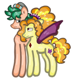 Size: 600x639 | Tagged: safe, artist:hunterthewastelander, imported from derpibooru, adagio dazzle, timber spruce, pony, equestria girls ponified, female, male, ponified, shipping, straight, timberdazzle