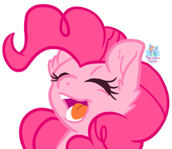 Size: 907x783 | Tagged: safe, artist:rainbow eevee, imported from derpibooru, pinkie pie, pony, cheer, cute, eyes closed, female, fluffy, happy, joy, open mouth, solo