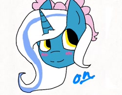 Size: 750x584 | Tagged: safe, artist:okami-sapphire, imported from derpibooru, oc, oc:fleurbelle, alicorn, pony, adorabelle, alicorn oc, blushing, bow, cute, hair bow, happy, ocbetes, pink bow, ribbon, smiling, yellow eyes