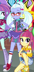 Size: 284x593 | Tagged: safe, imported from derpibooru, screencap, sour sweet, sugarcoat, sunny flare, dance magic, equestria girls, spoiler:eqg specials, converse, cropped, crystal prep shadowbolts, graffiti, looking at you, offscreen character, shoes